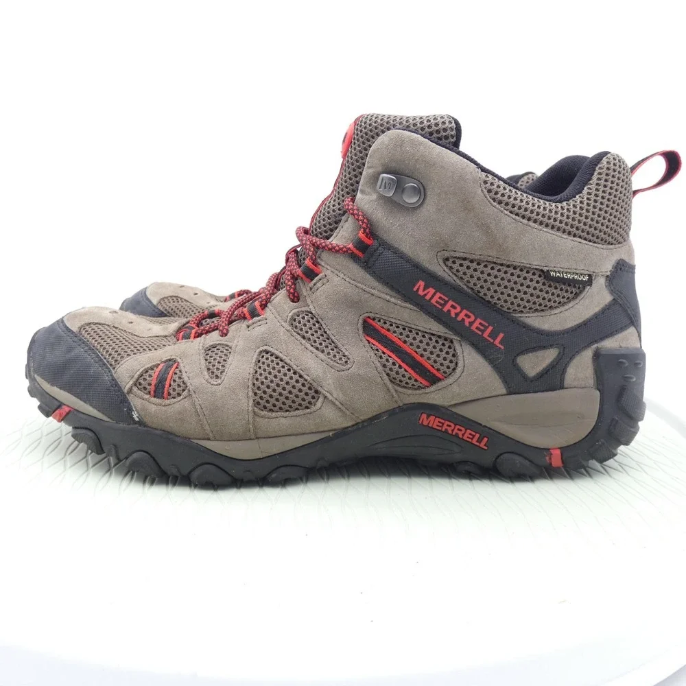 Merrell Deverta Mid J375799C Mens US 13 Hiking Boot Tan Suede Waterproof Ankle